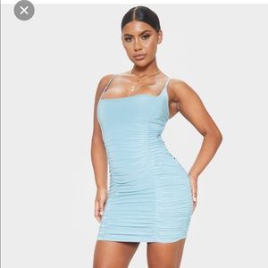 NEW PLT BLUE RUCHED DRESS